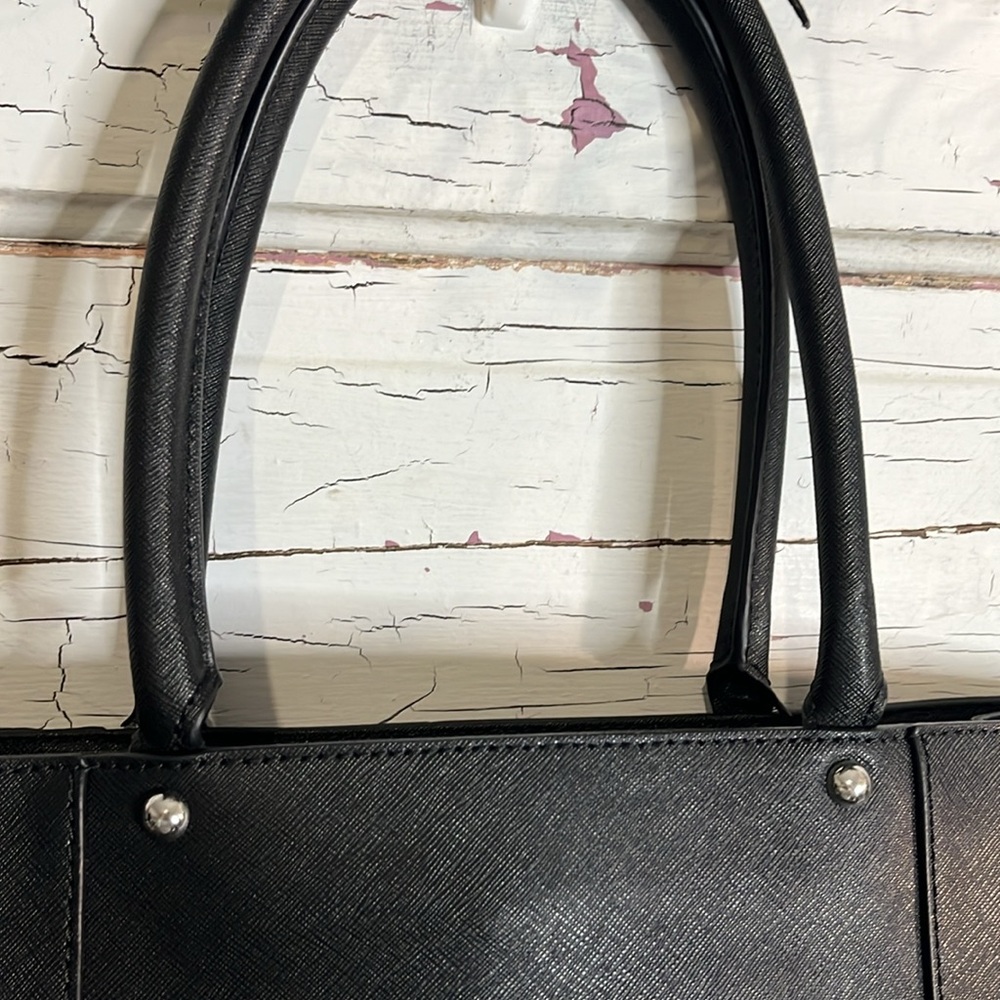 NWOT REBECCA MINKOFF GENUINE Black Leather Tote Bag lg in Black - Picture 4 of 8